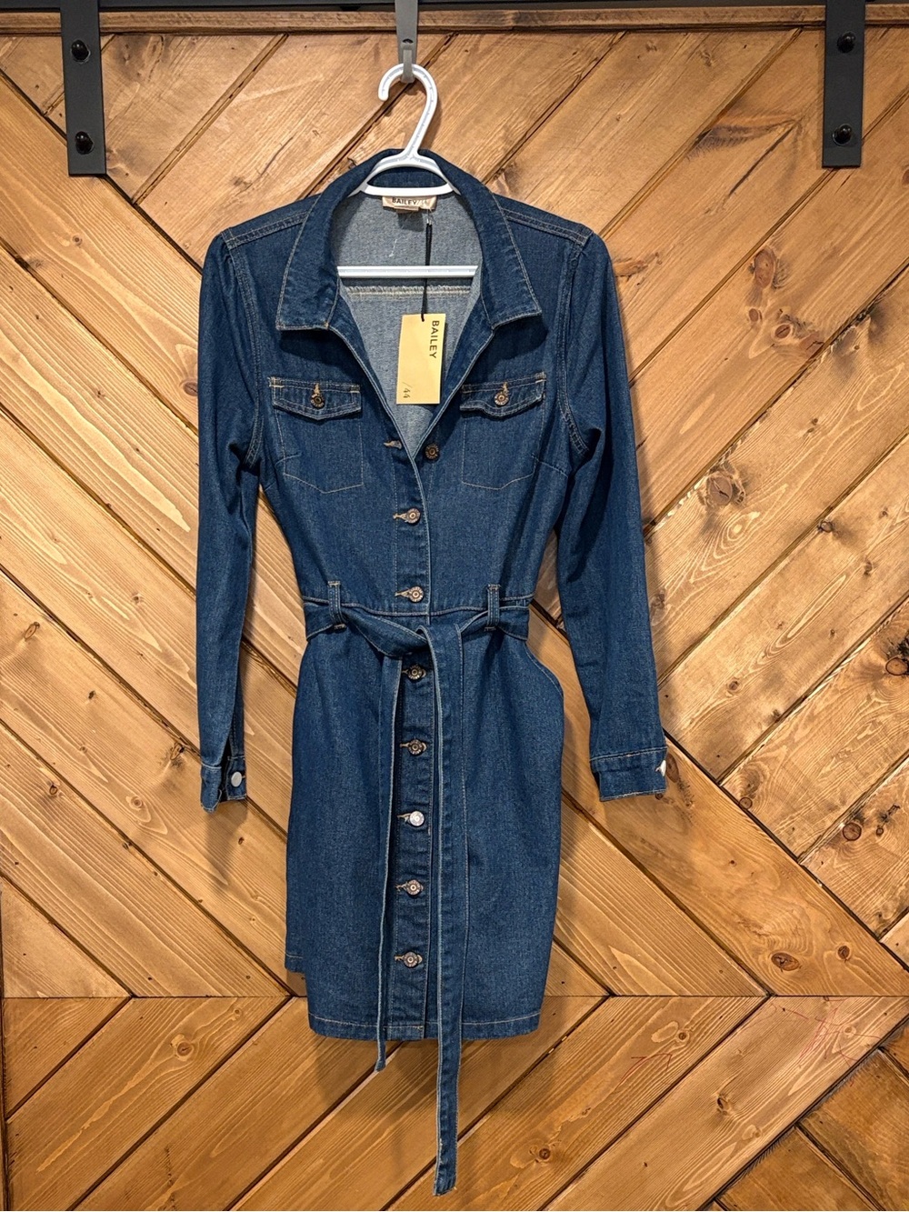 Bailey 44 Dark Blue Denim Button-Front Midi Dress Medium NWT